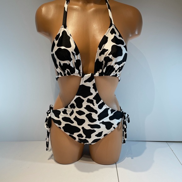 Women’s one piece cow print swimsuit - Picture 2 of 4